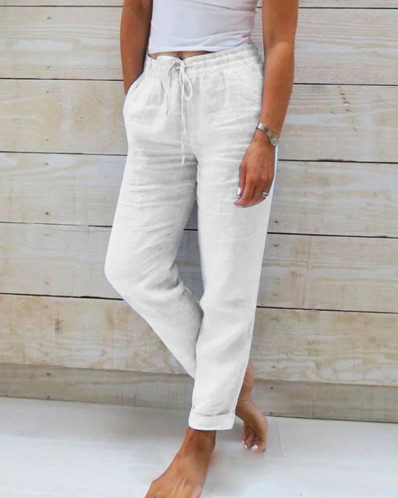 Nikie | Cotton and linen stretch trousers