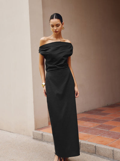 Asymmetric Shoulder Slim Fit Dress