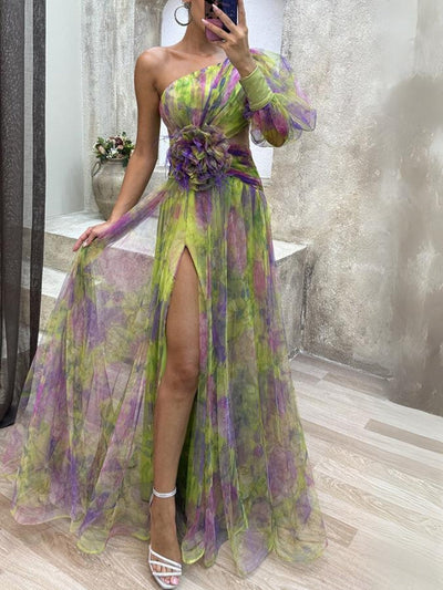 KAYLA - One-Shoulder Floral Maxi Dress