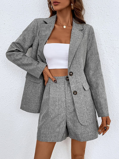 Harper - 2-Piece Linen Suit Shorts Set