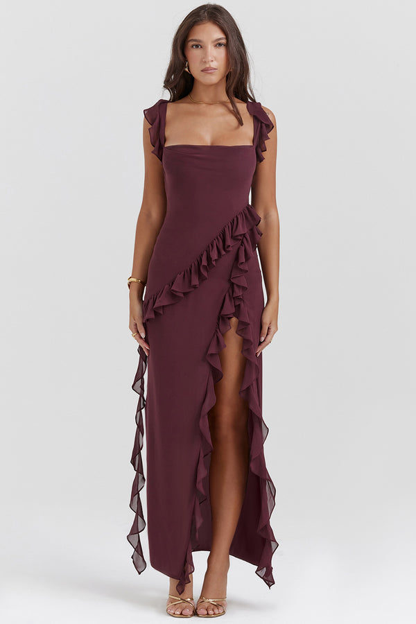 Amira Long Dress – Dark Plum