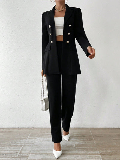 Talia - Collar Button-Down Jacket Trousers Set
