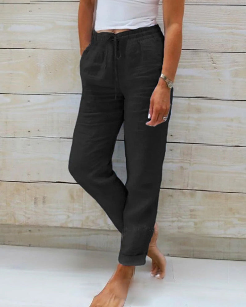 Nikie | Cotton and linen stretch trousers