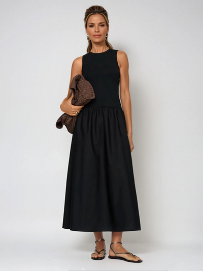 Round Neck Casual Stitching Vest Dress