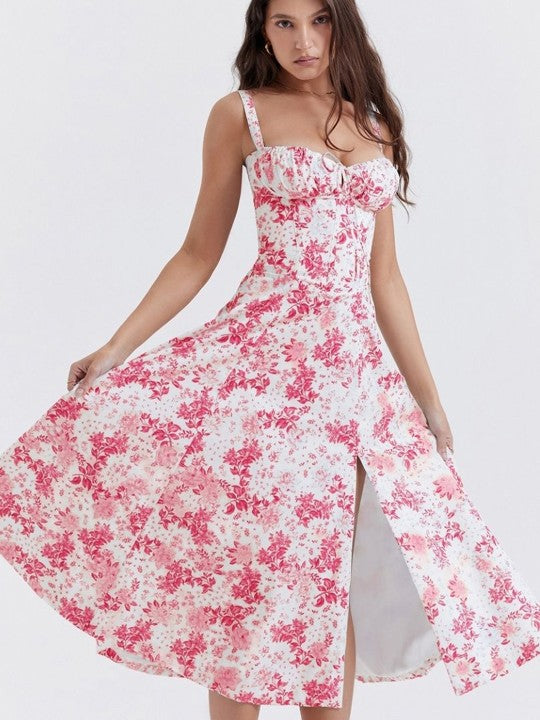 SHANA Pink Floral Corset Dress