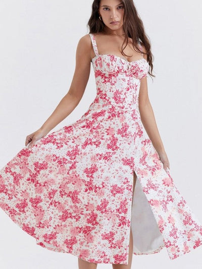 SHANA Pink Floral Corset Dress