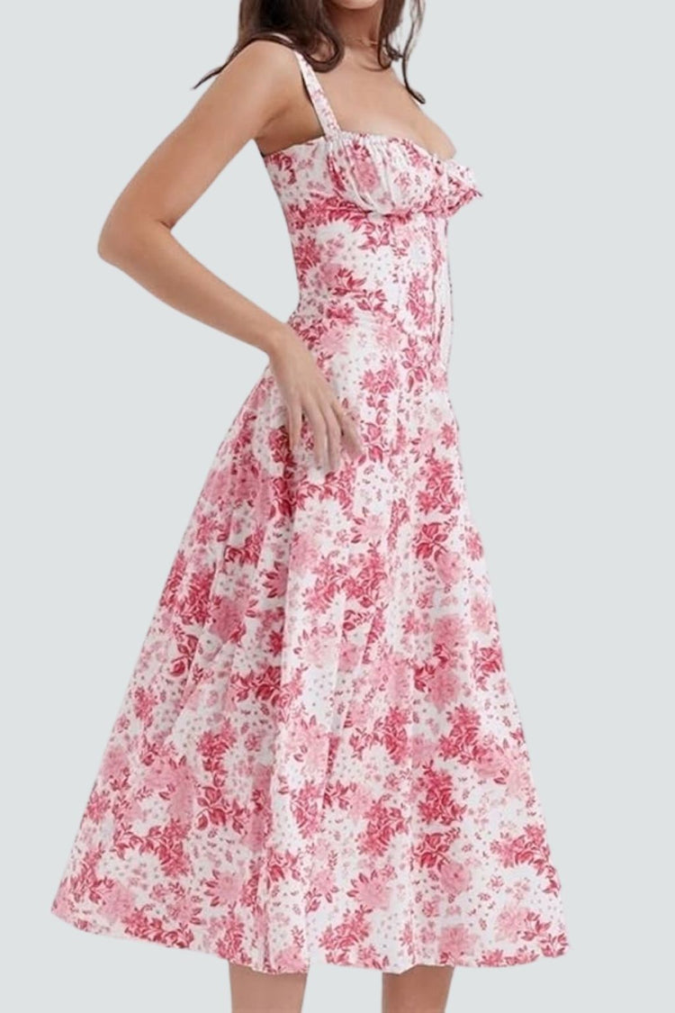 SHANA Pink Floral Corset Dress