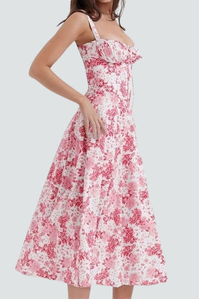 SHANA Pink Floral Corset Dress