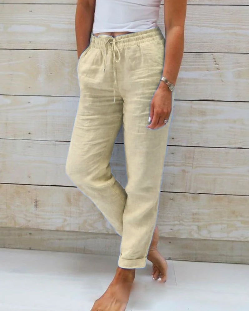 Nikie | Cotton and linen stretch trousers