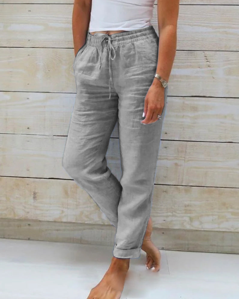 Nikie | Cotton and linen stretch trousers