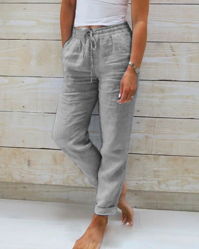 Nikie | Cotton and linen stretch trousers