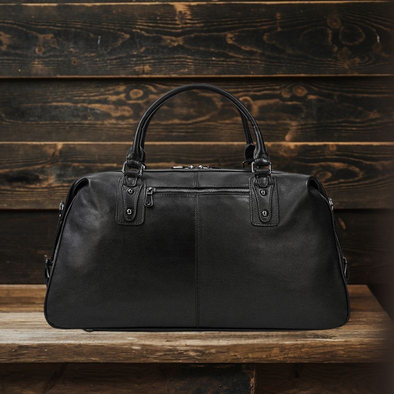 Lawrence - Black Leather Travel Bag
