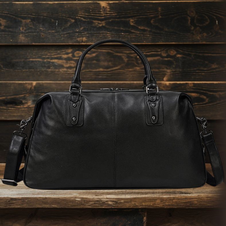 Lawrence - Black Leather Travel Bag