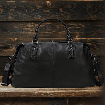Lawrence - Black Leather Travel Bag