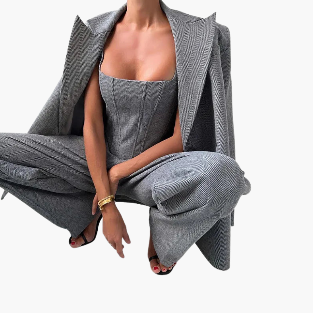 Ivory - Fishbone Crisp 3-Piece Suit