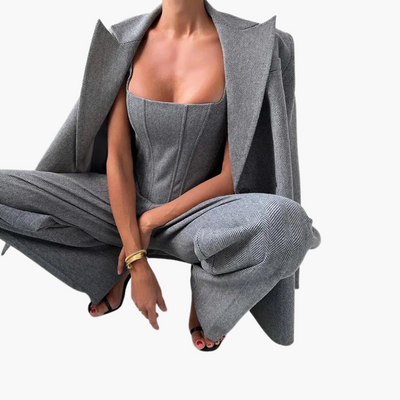 Ivory - Fishbone Crisp 3-Piece Suit