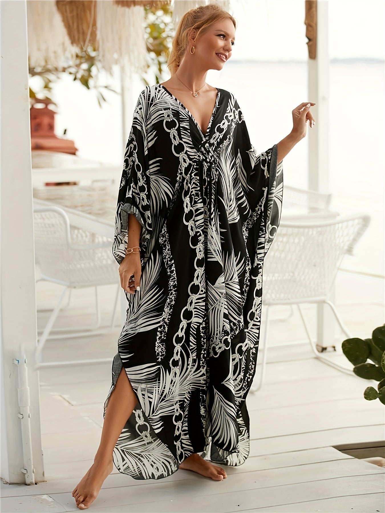 Sienna - Luxe Chain Print Kaftan Dress