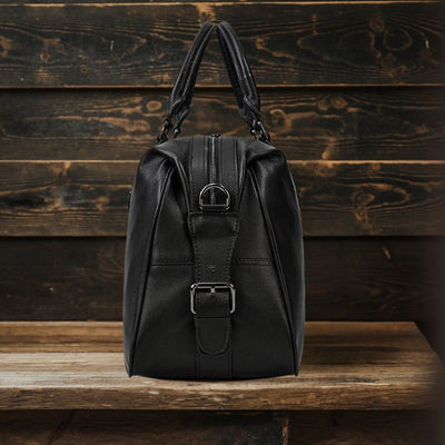 Lawrence - Black Leather Travel Bag