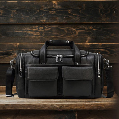 Carl - Black Leather Travel Tote