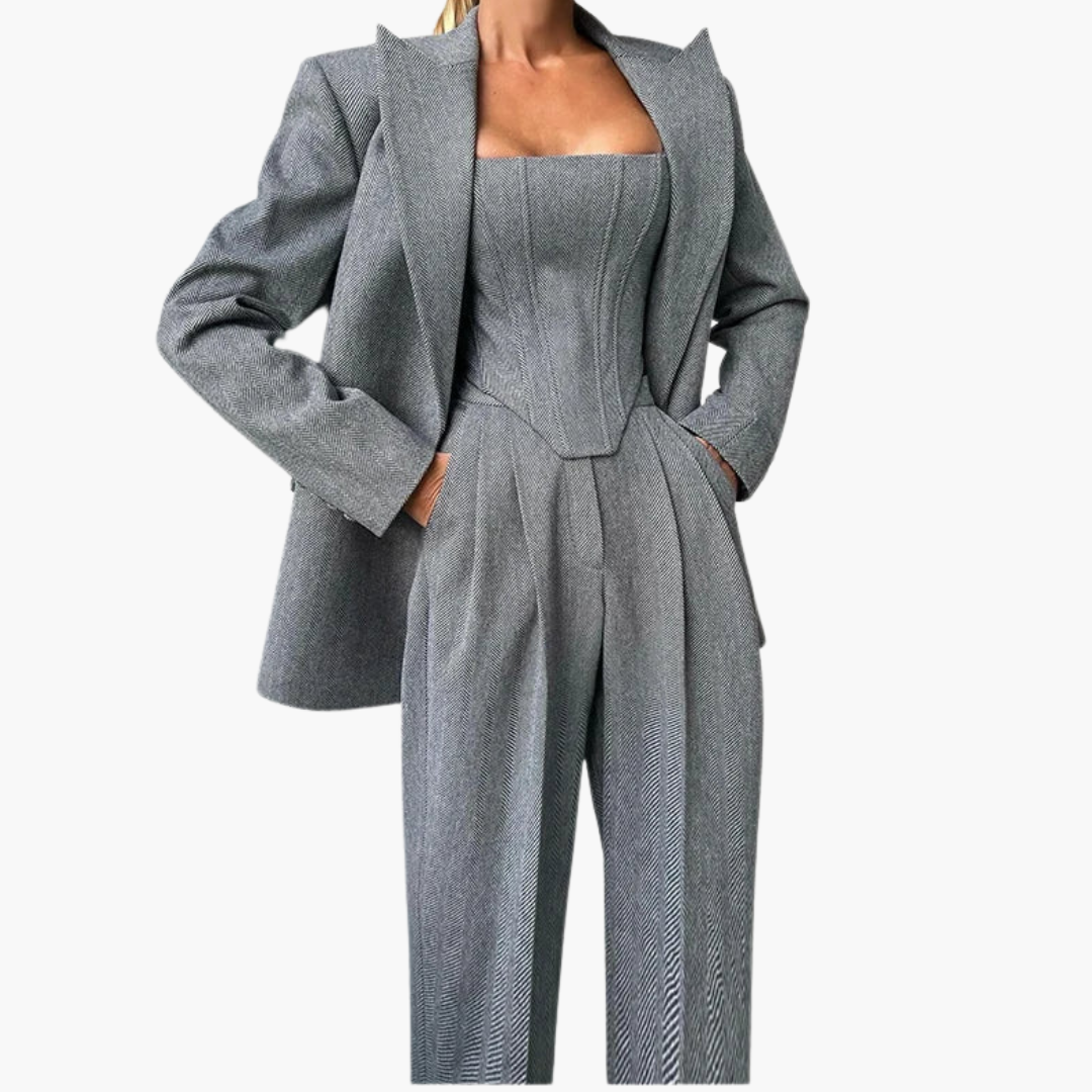Ivory - Fishbone Crisp 3-Piece Suit