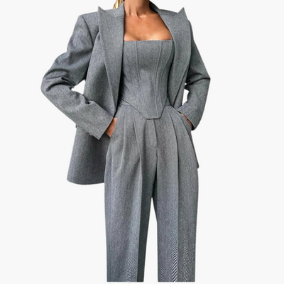 Ivory - Fishbone Crisp 3-Piece Suit