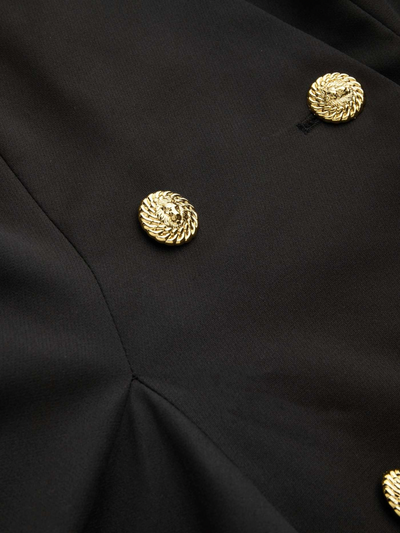 V-neck Solid Button Ruffle Hem Mini Dress