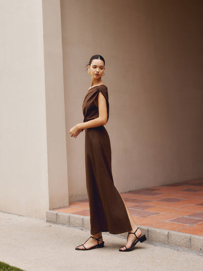 Asymmetric Shoulder Slim Fit Dress