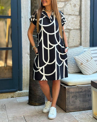 Briar - Geometric Print Polo Dress