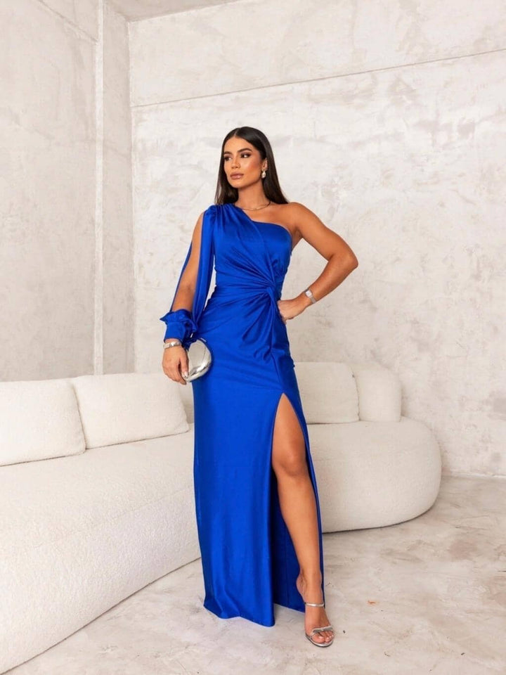 Victoria | Elegant Silk Dress with Slit