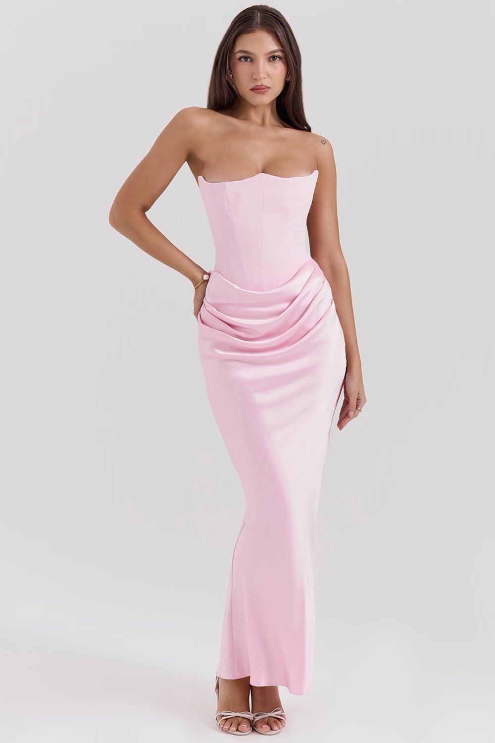 Hera - Elegant Retro Solid Colour Strapless Party Dress