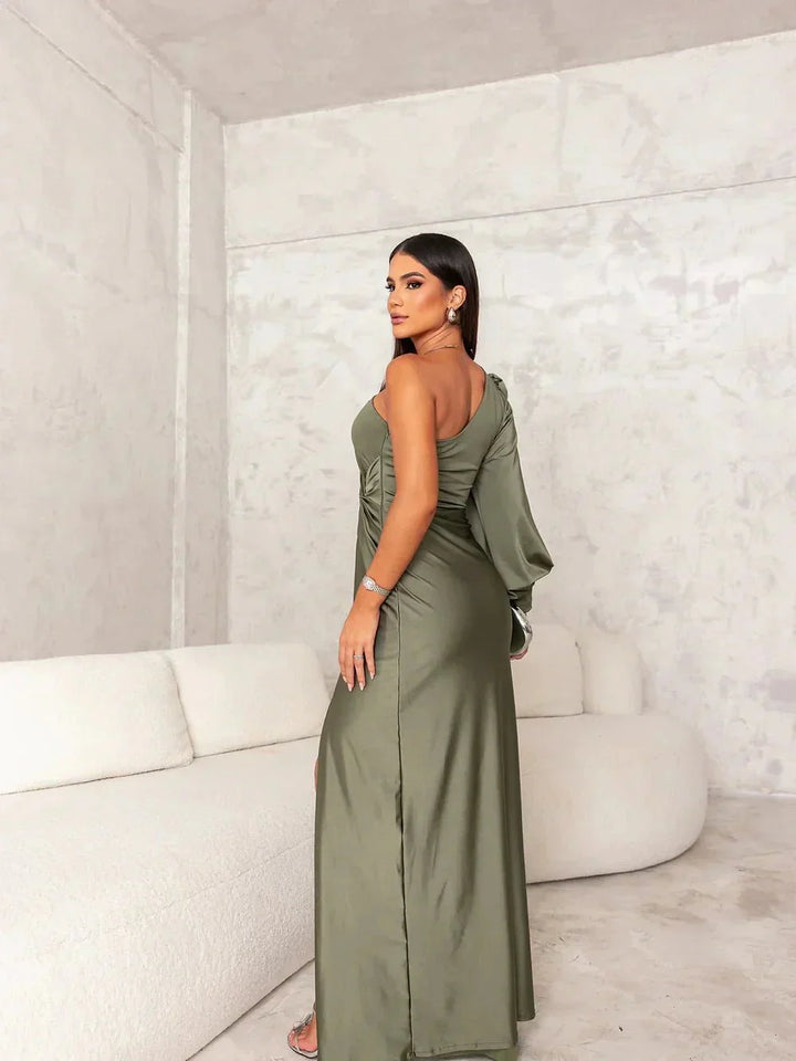 Victoria | Elegant Silk Dress with Slit