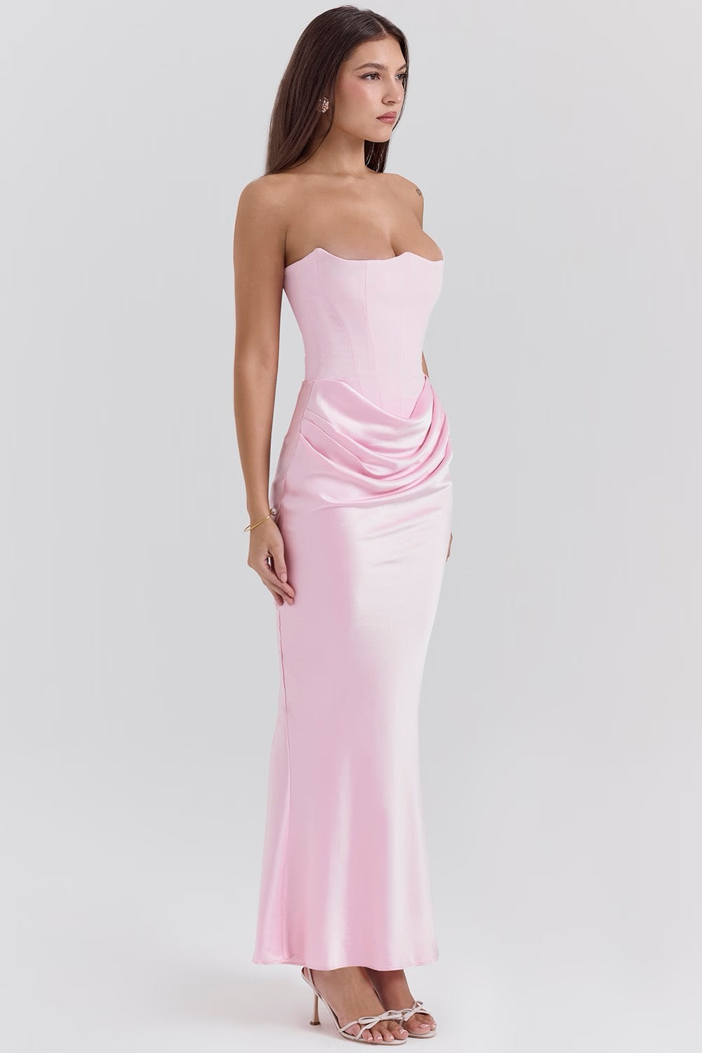 Hera - Elegant Retro Solid Colour Strapless Party Dress
