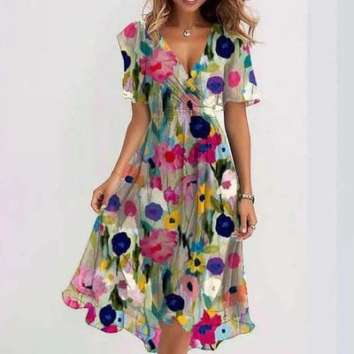 Liza - Vibrant Abstract Midi Dress