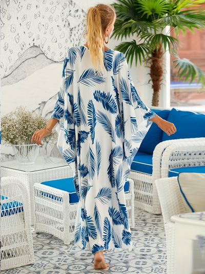 Natalie - Blue Palm Breezy Dress