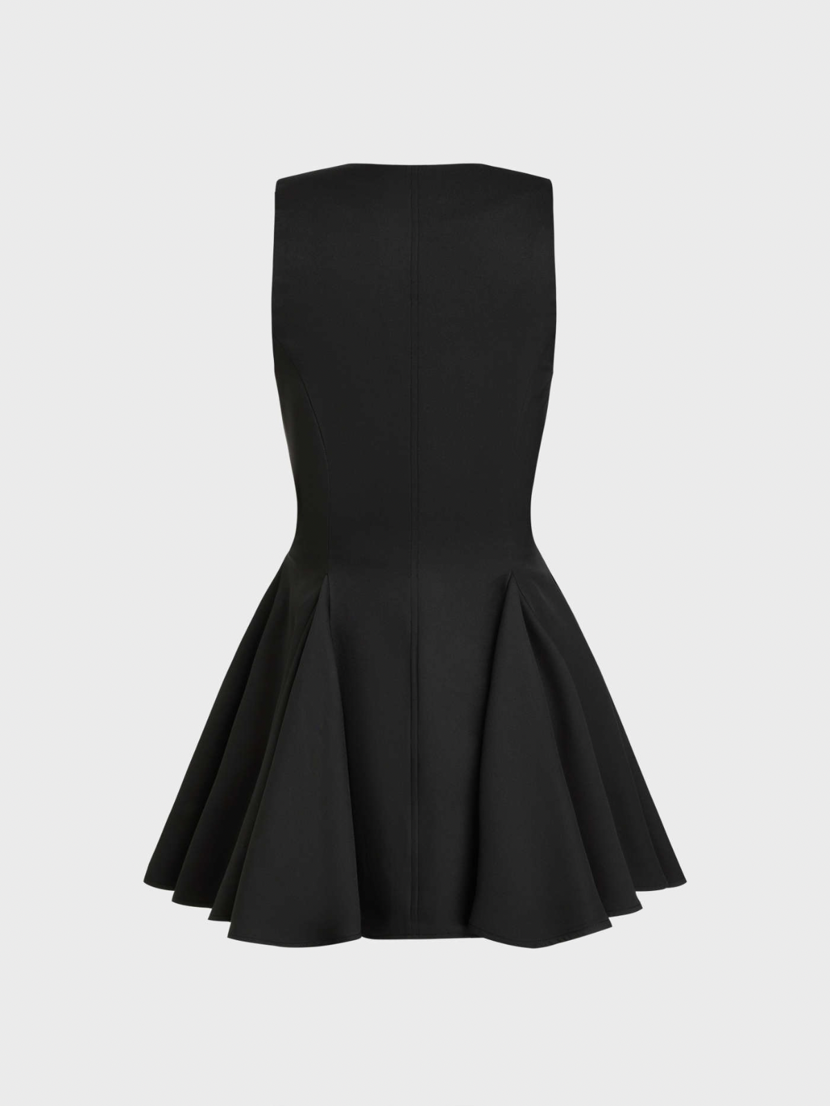 V-neck Solid Button Ruffle Hem Mini Dress