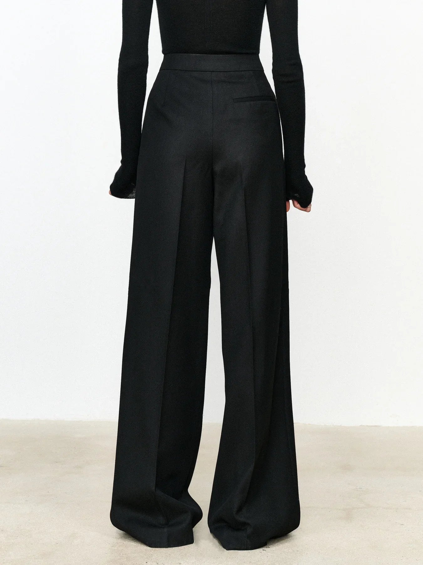 Asymmetric Layer Button Straight Leg Dress Trousers