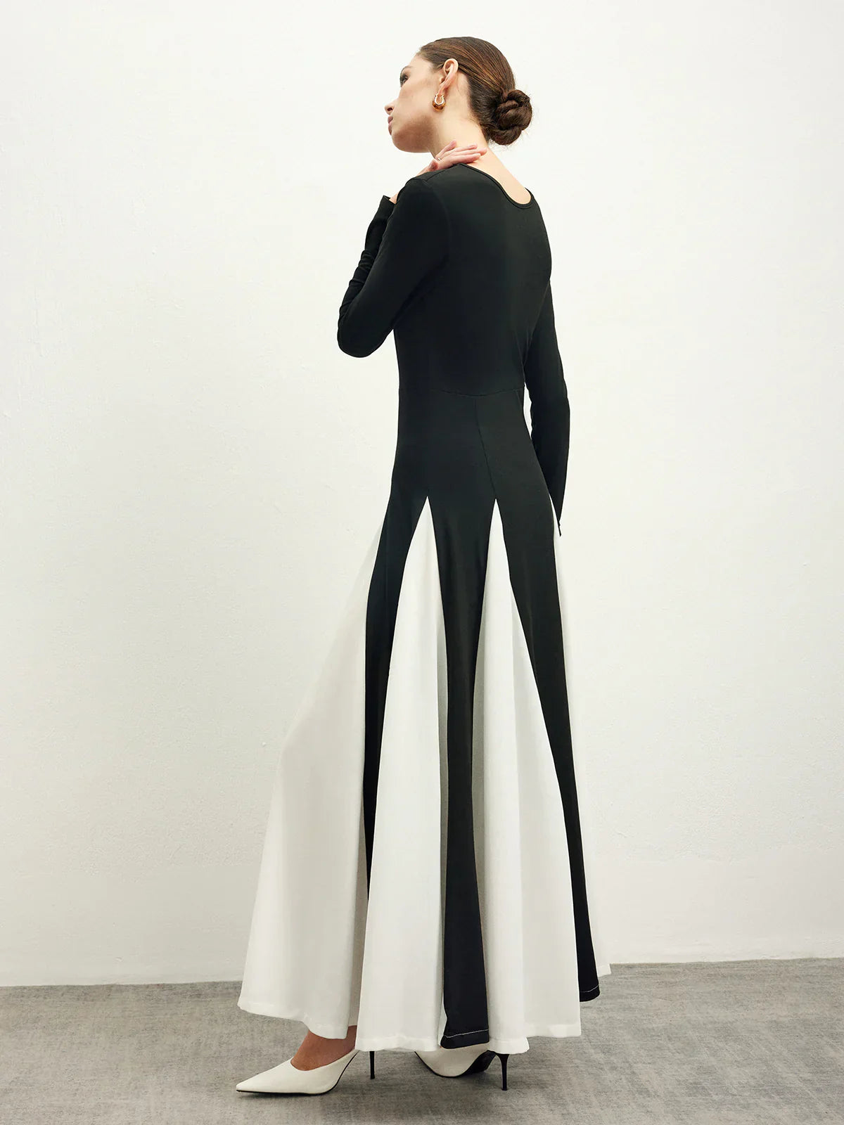 Colour Block Chiffon Flowing Dress