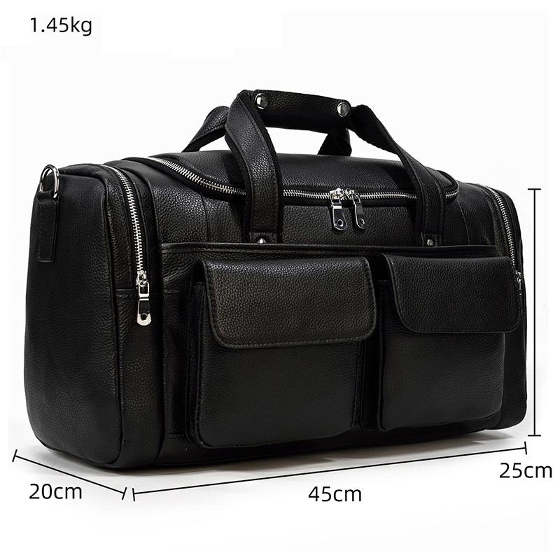 Carl - Black Leather Travel Tote