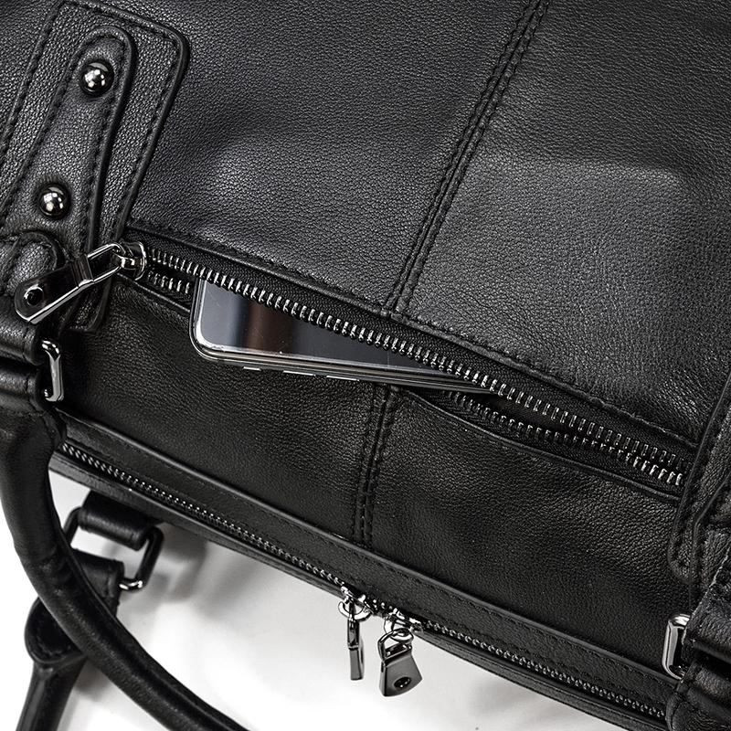 Lawrence - Black Leather Travel Bag