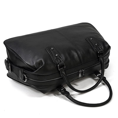 Lawrence - Black Leather Travel Bag