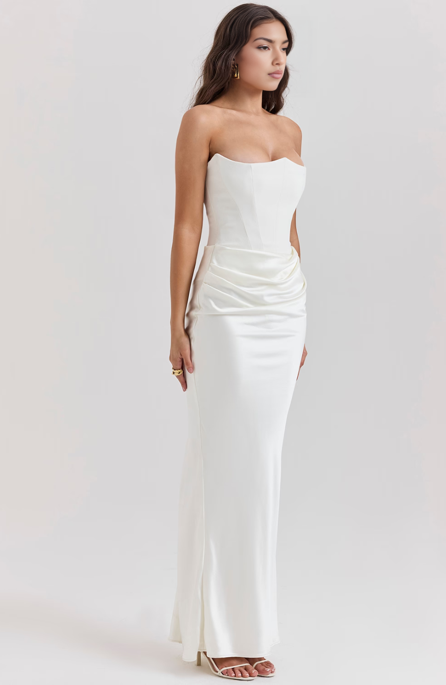Hera - Elegant Retro Solid Colour Strapless Party Dress