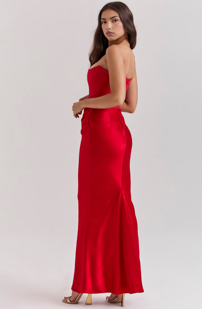 Hera - Elegant Retro Solid Colour Strapless Party Dress