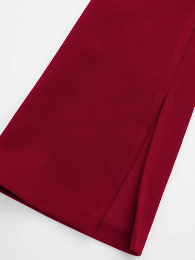 High Neck Solid Long Sleeve Mini Dress