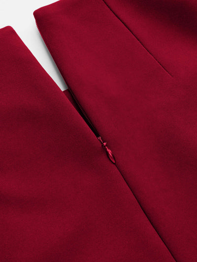 High Neck Solid Long Sleeve Mini Dress