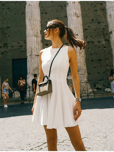 Casual Round Neck Frosted Bliss Pleated Dress