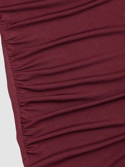 Sleeveless Round Neck Pleated Slit Dress