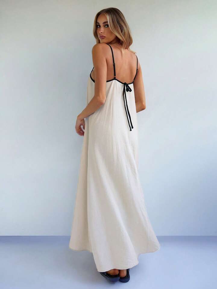 Elegant Style Casual Loose Contrast Colour Strap Dress