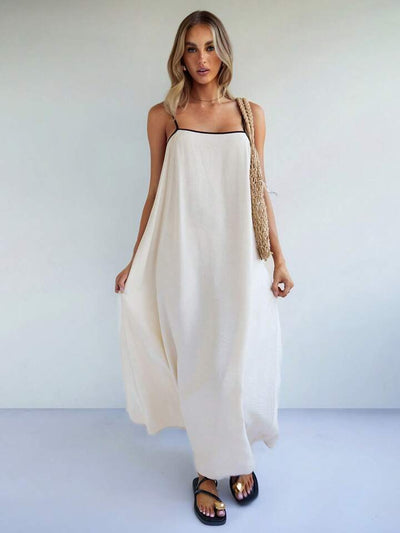 Elegant Style Casual Loose Contrast Colour Strap Dress