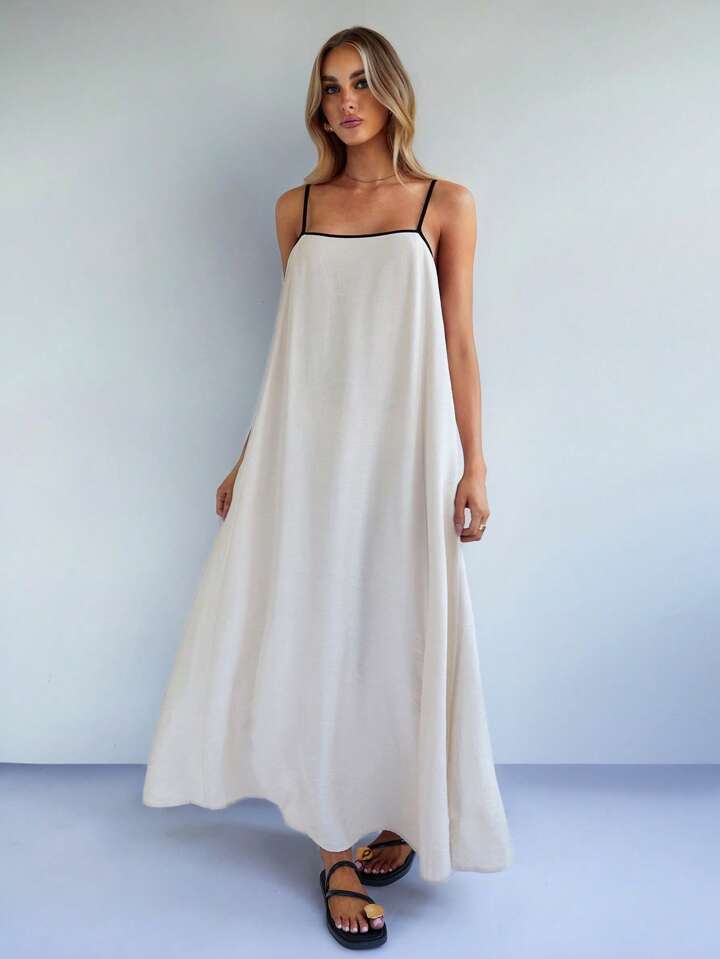 Elegant Style Casual Loose Contrast Colour Strap Dress