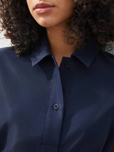 Refined Chic Navy Blue Midi Dress